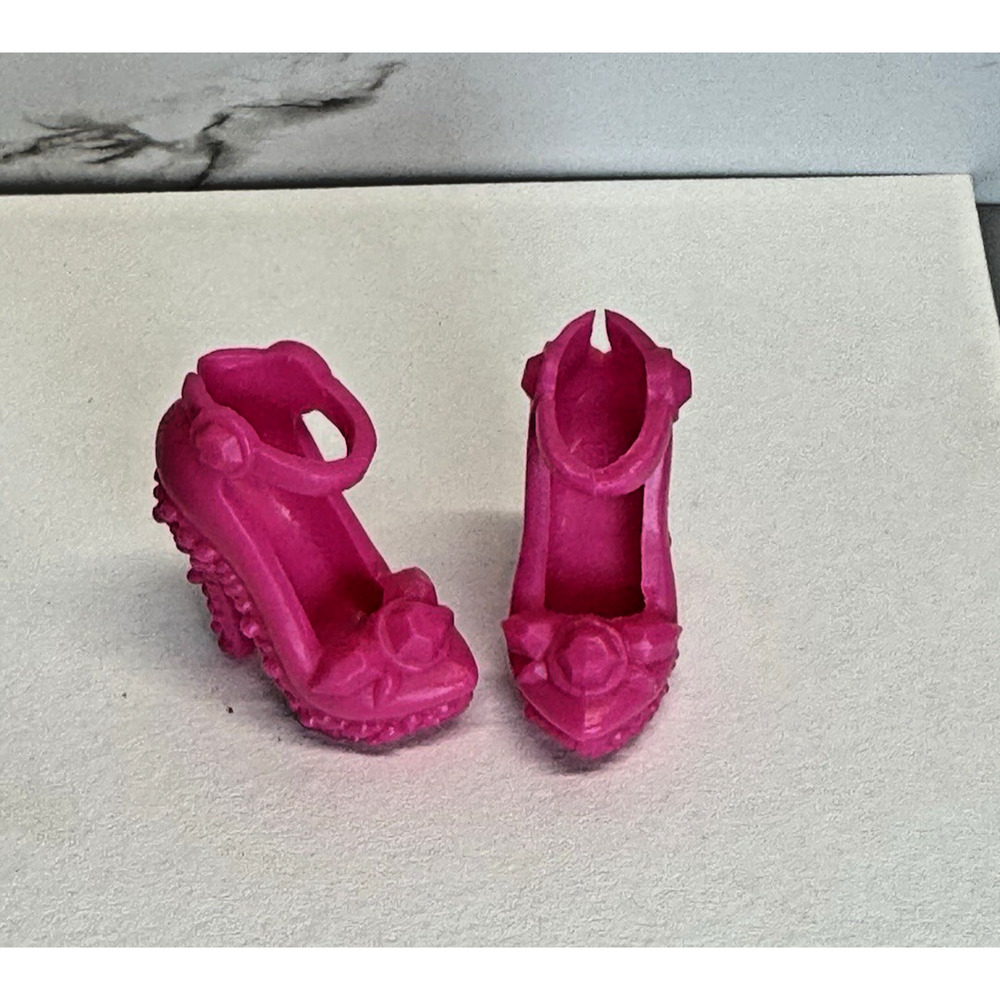 2 Pairs Barbie Closed Toe Platform High Heels Shoes Ankle Straps Pink & Black - Picture 2 of 4